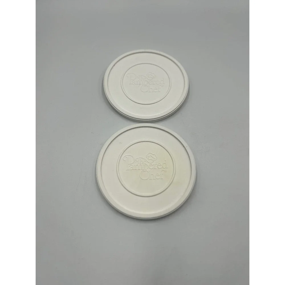 The Pampered Chef White Plastic Replacement Lids Set of 2 Prep Bowl Covers